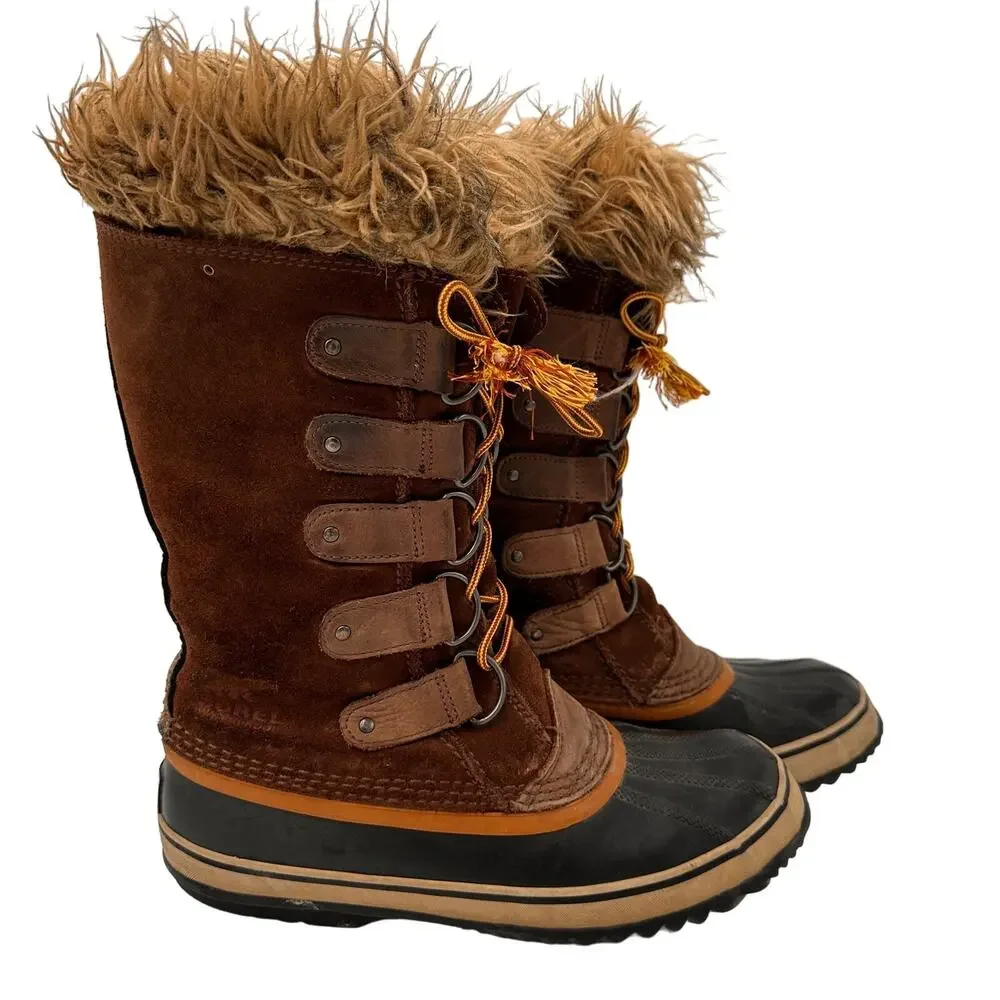 Sorel Women's Brown Joan of Arctic Leather Snow Boots Size 9